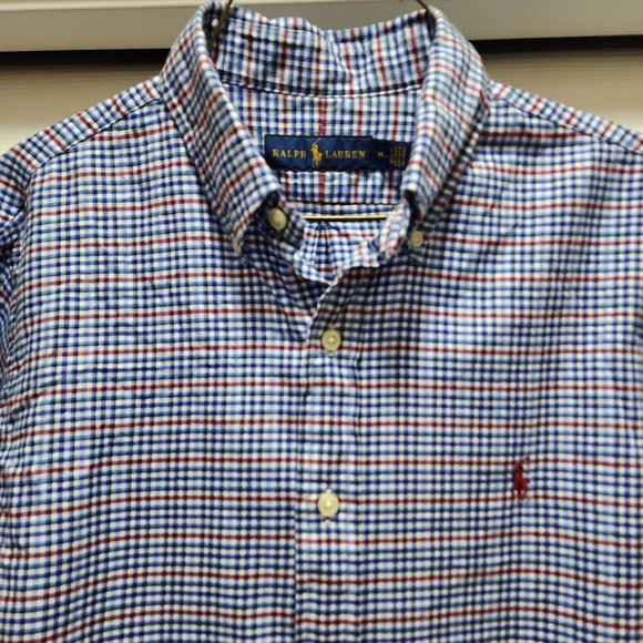 Ralph Lauren Shirt Men's Medium Red White Blue Button Down Long Sleeve - Picture 2 of 9